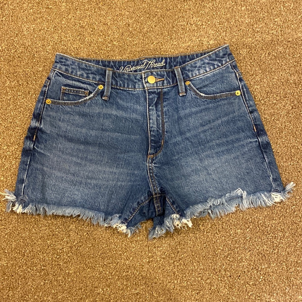 Universal Thread High Rise Shortie Jean Shorts Size 4/27 Blue Frayed Target